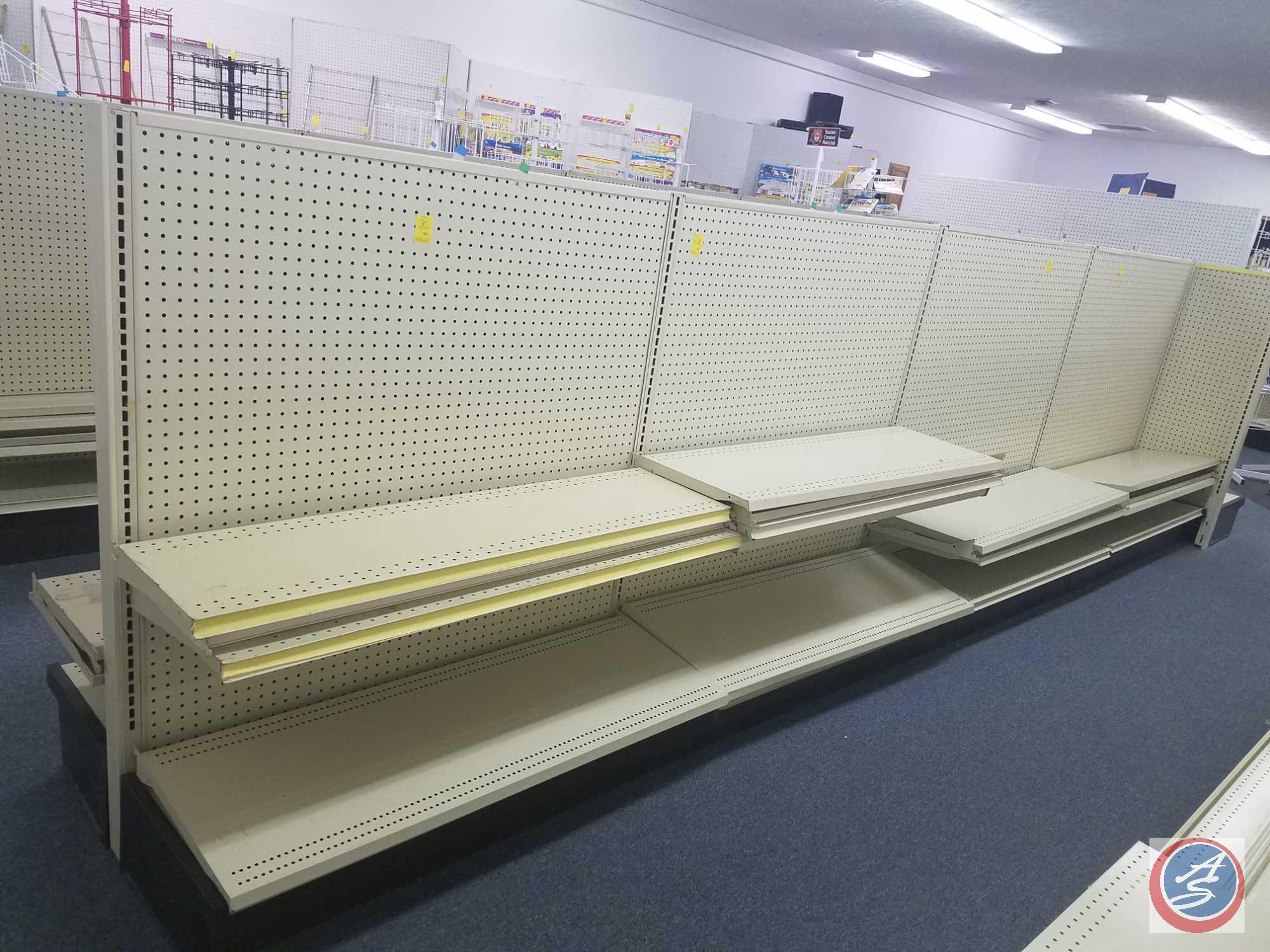 5 Sections of Lozier Shelving Gondola Measuring 49 X 54 including 4 Adjustable Shelves Measuring 48
