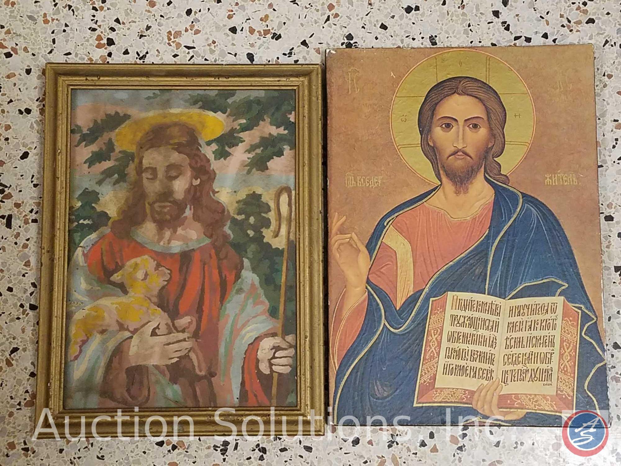 [13] Vintage Religious Prints Some with Wood Frames Including Sacred Heart of Jesus, Mater Dolorosa,