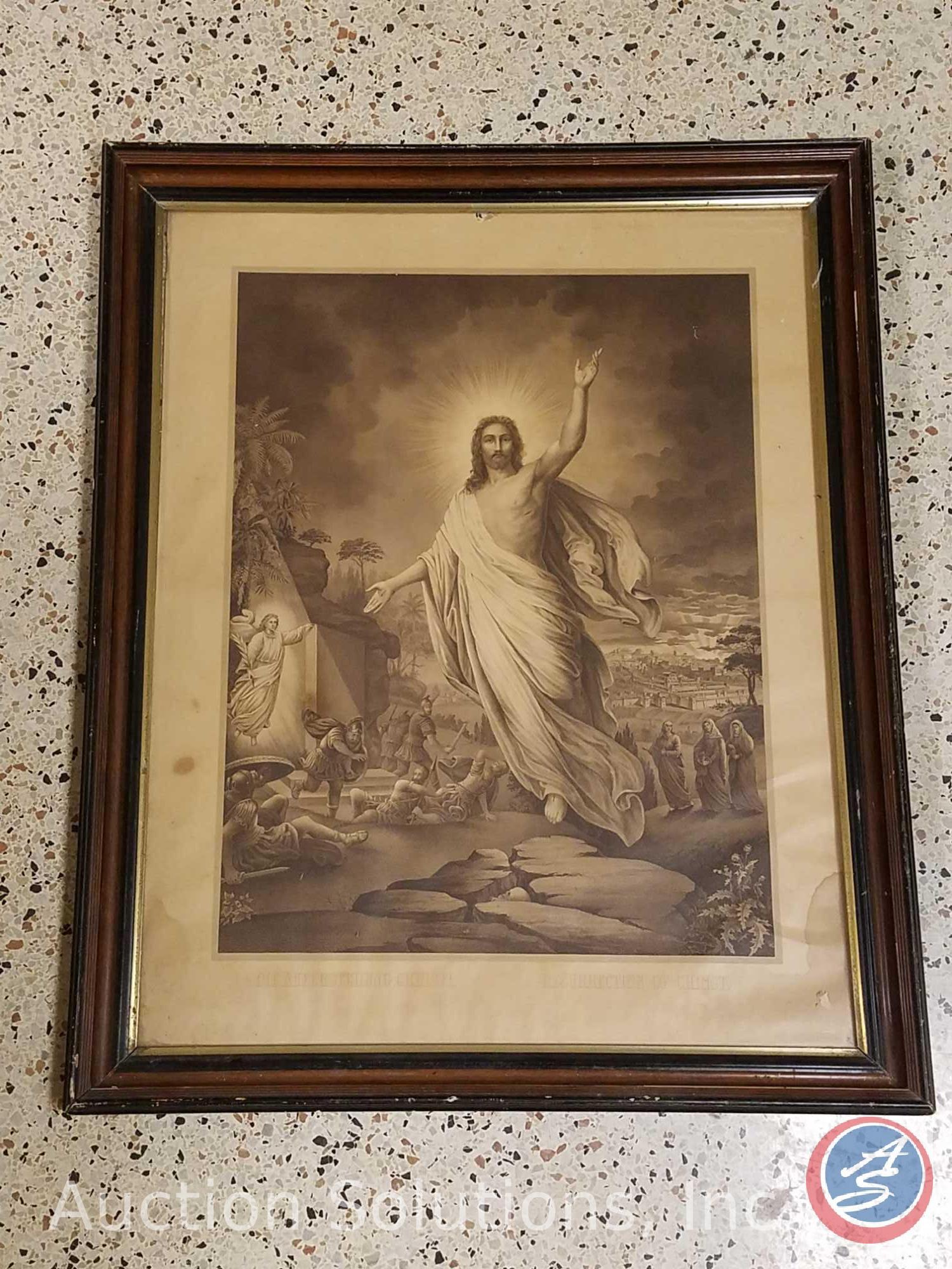[13] Vintage Religious Prints Some with Wood Frames Including Sacred Heart of Jesus, Mater Dolorosa,