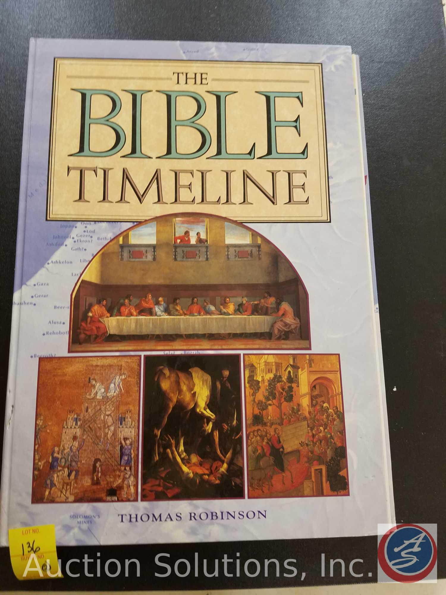 Book Titled The Bible Timeline and Large Album with Vintage Victor/Victrola Ads and Assorted