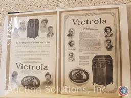 Book Titled The Bible Timeline and Large Album with Vintage Victor/Victrola Ads and Assorted