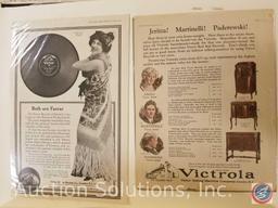 Book Titled The Bible Timeline and Large Album with Vintage Victor/Victrola Ads and Assorted