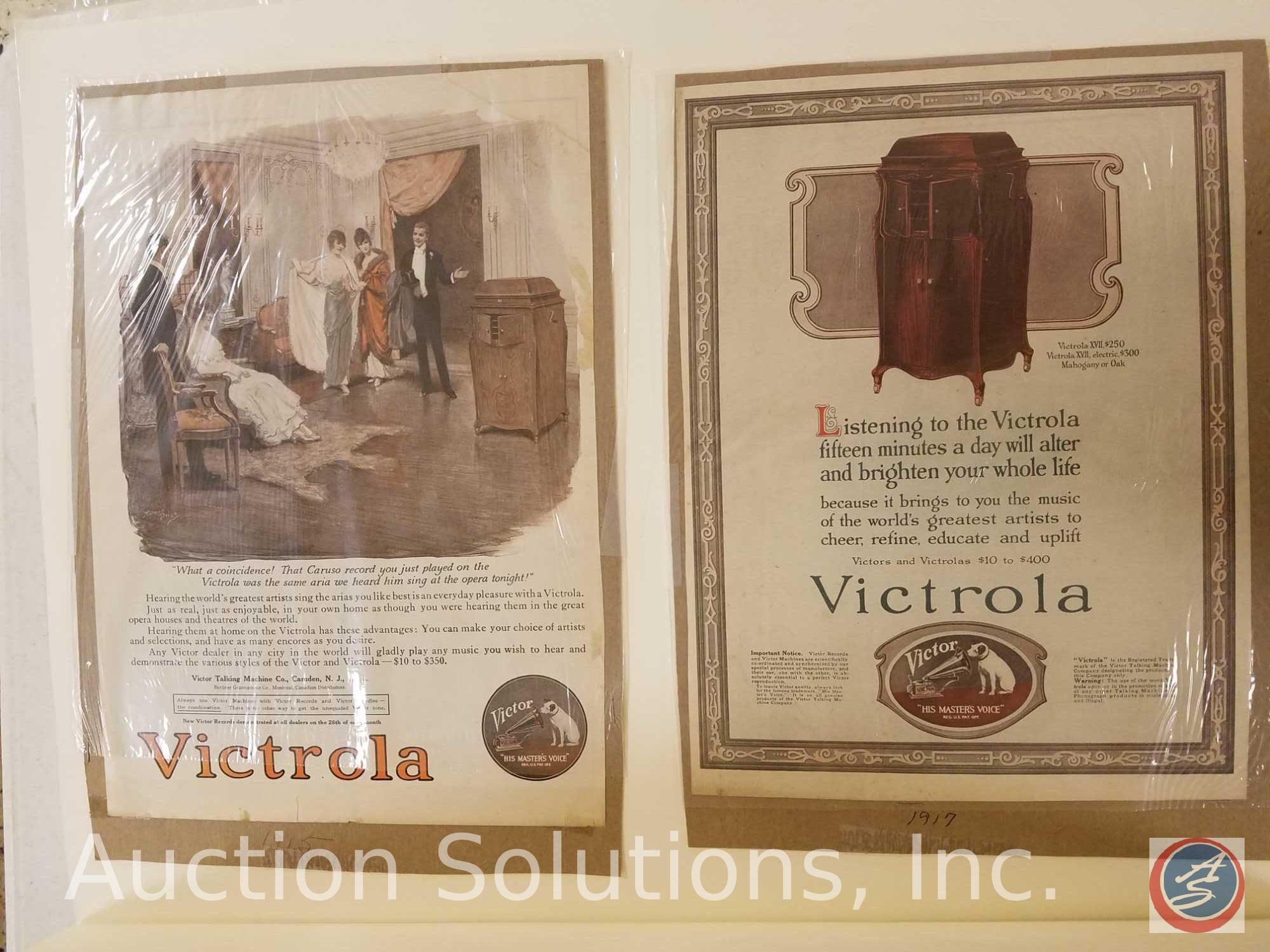 Book Titled The Bible Timeline and Large Album with Vintage Victor/Victrola Ads and Assorted