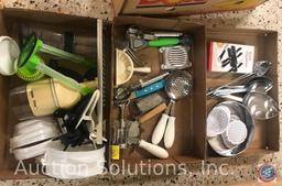 Assorted Kitchen Utensils Including a Grater, Quik Chop, Ladle and More