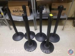(6) U.S. Weight Sentry Stanchion with 7.5 Foot Retractable Belt- Easy Connect Assembly, (1)