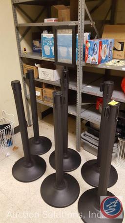 (6) U.S. Weight Sentry Stanchion with 7.5 Foot Retractable Belt- Easy Connect Assembly, (1)