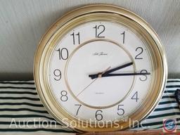 Seth Thomas Wall Quartz Clock, Lamp with Shade Model DD04977G1IVYC, Assorted Ashtrays, Cigarette