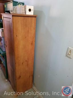 Pantry Cabinet 19" x 15" x 59 1/2" {{PUPPY CHEW MARKS ON ONE LEG}}, Plastic Bag Holder Bird House