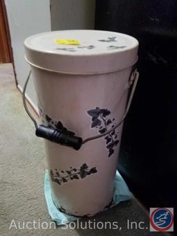 (4) TV Trays, Rustic Tall Bucket containing Dog Food