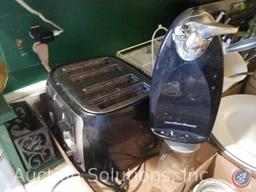 Assorted Ashtrays, Cigarette Snuffers, Hamilton Beach Electric Can Opener Model 76380, Black and