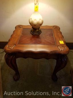 (2) Side Tables 25" x 22" x 22", (2) Table Lamps