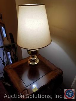(2) Side Tables 25" x 22" x 22", (2) Table Lamps