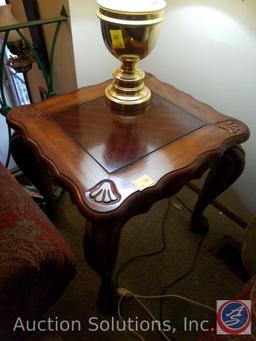 (2) Side Tables 25" x 22" x 22", (2) Table Lamps