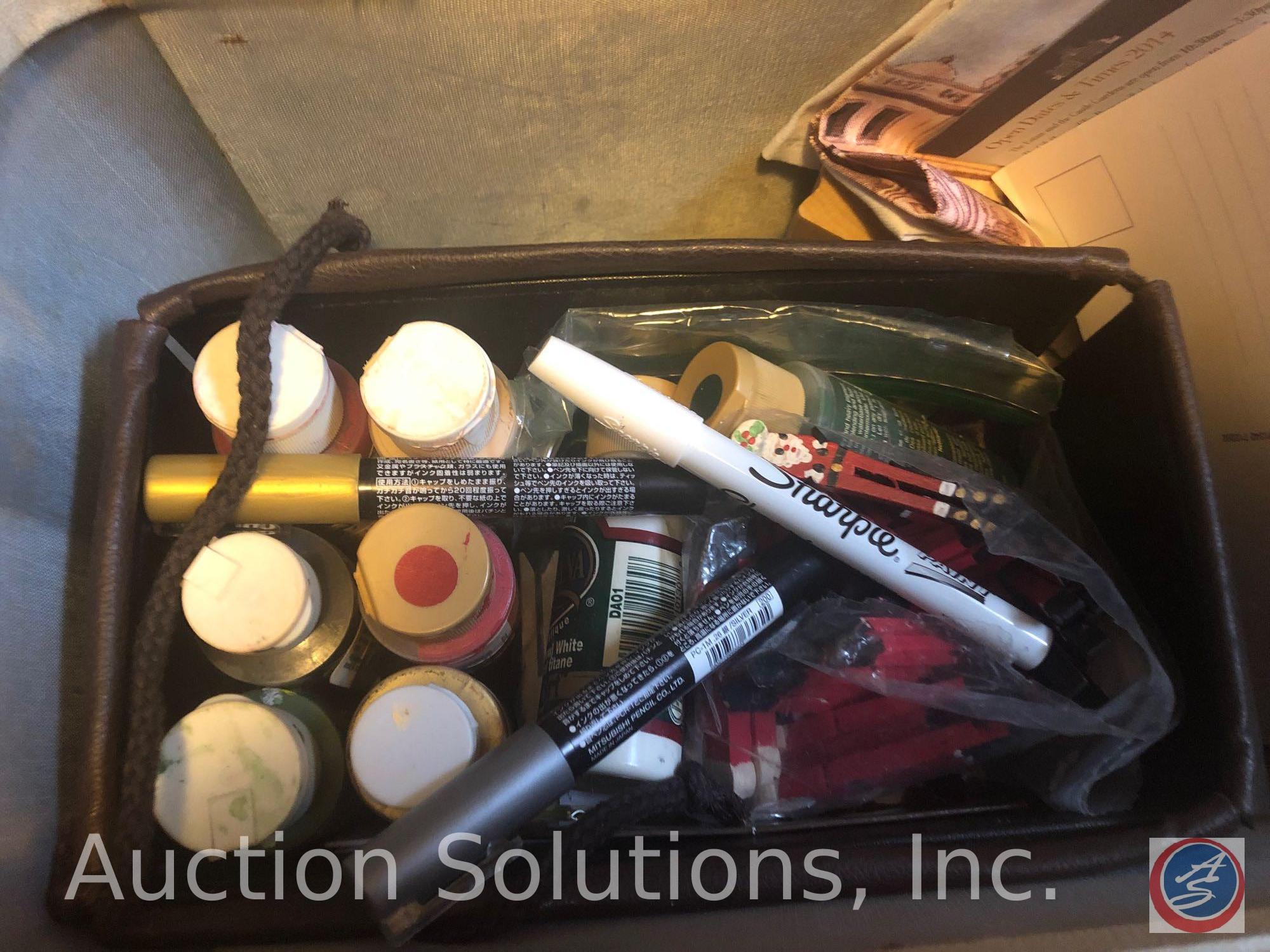(3) Vintage Makeup Suitcases Two Filled with Assorted Scrapbooking Supplies, One is Empty