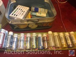 (3) Vintage Makeup Suitcases Two Filled with Assorted Scrapbooking Supplies, One is Empty