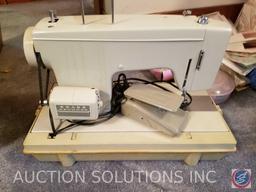 Vintage Sears Sewing Machine In Case Model 5188, Automatic Dexter Hemmer & Stitcher in Original Box,