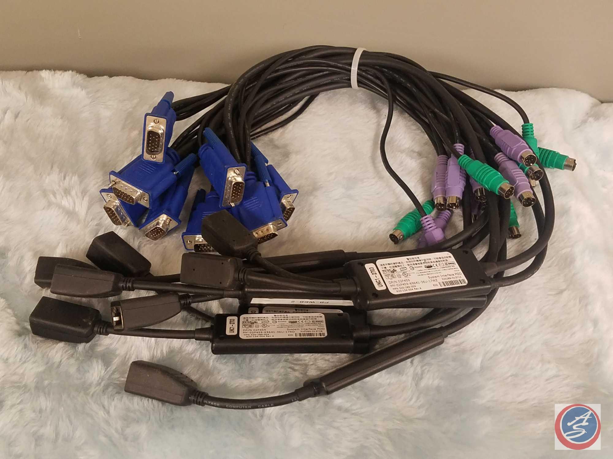 W7940 Dell 0X1X8 IP KVM Switch, Dell ELL UF366 USB Server Interface Pod KVM Cables, Dell PS/2 Server