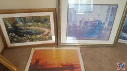 (3) Framed Prints 36" x 24" "River Noord, Kinderdijk, Holland", (1) No Signature 27 1/2" x 27 1/2",