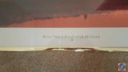 (3) Framed Prints 36" x 24" "River Noord, Kinderdijk, Holland", (1) No Signature 27 1/2" x 27 1/2",
