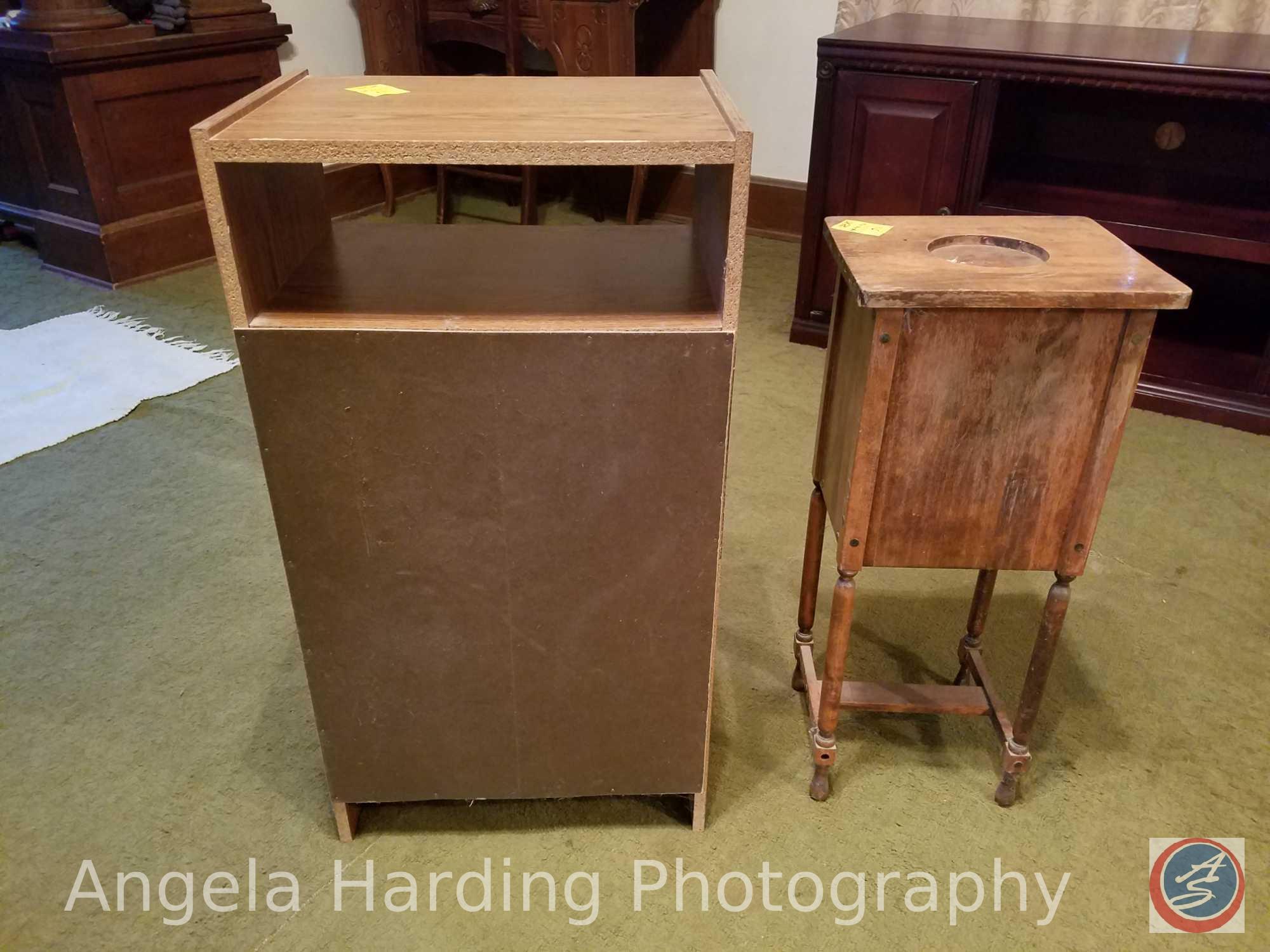 Vintage H.T. Cushman Mfg. Co. (1) Door Smoking Stand 11"x10"x24" and a (1) Door/(3) Shelf Pressed