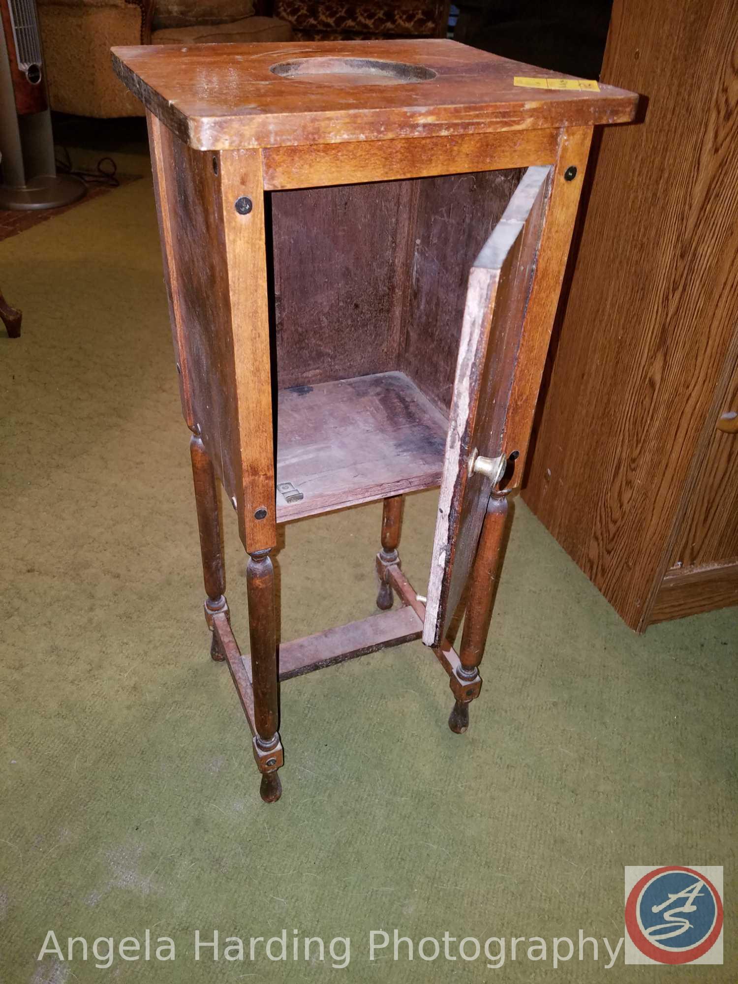 Vintage H.T. Cushman Mfg. Co. (1) Door Smoking Stand 11"x10"x24" and a (1) Door/(3) Shelf Pressed