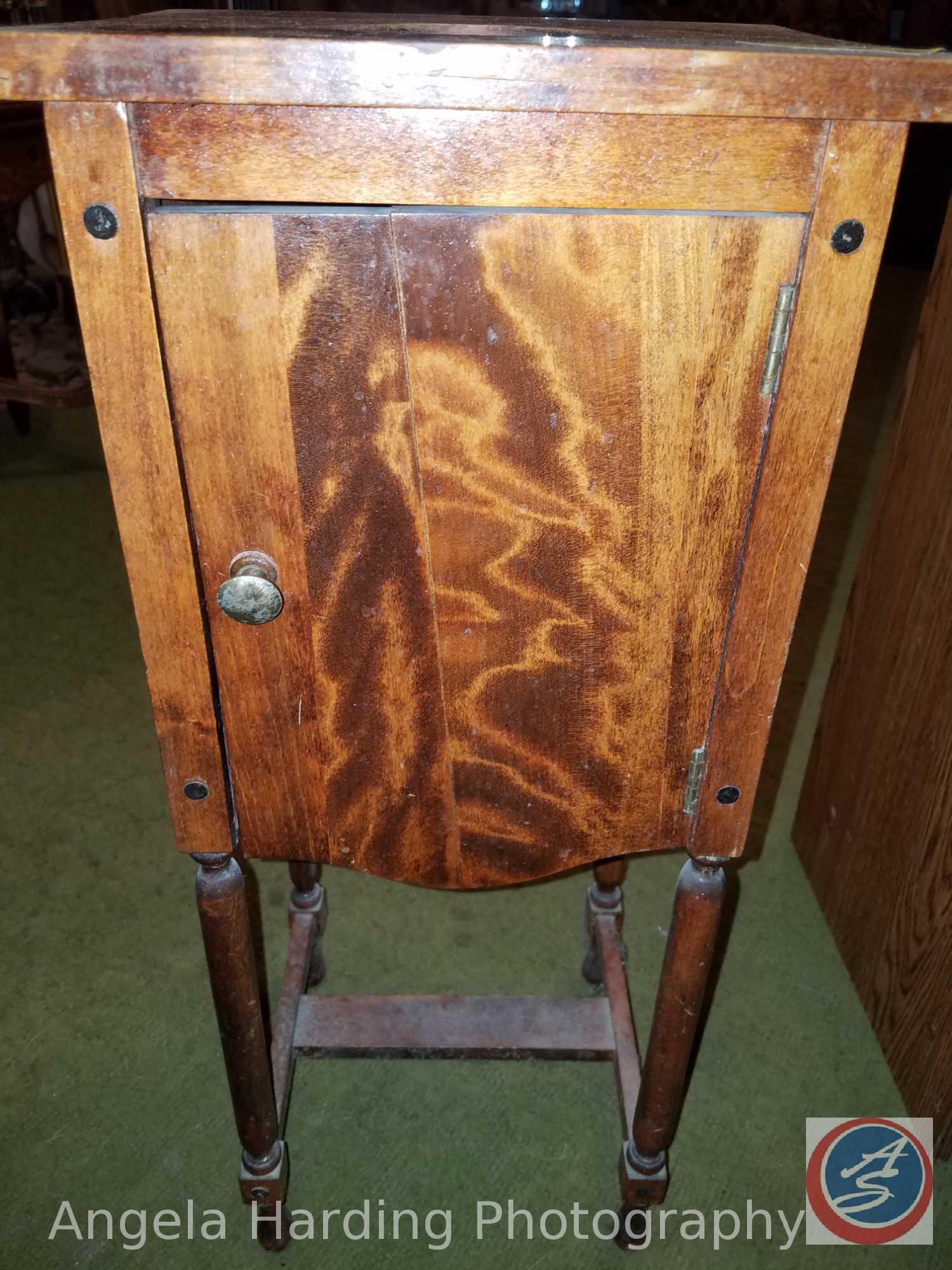 Vintage H.T. Cushman Mfg. Co. (1) Door Smoking Stand 11"x10"x24" and a (1) Door/(3) Shelf Pressed