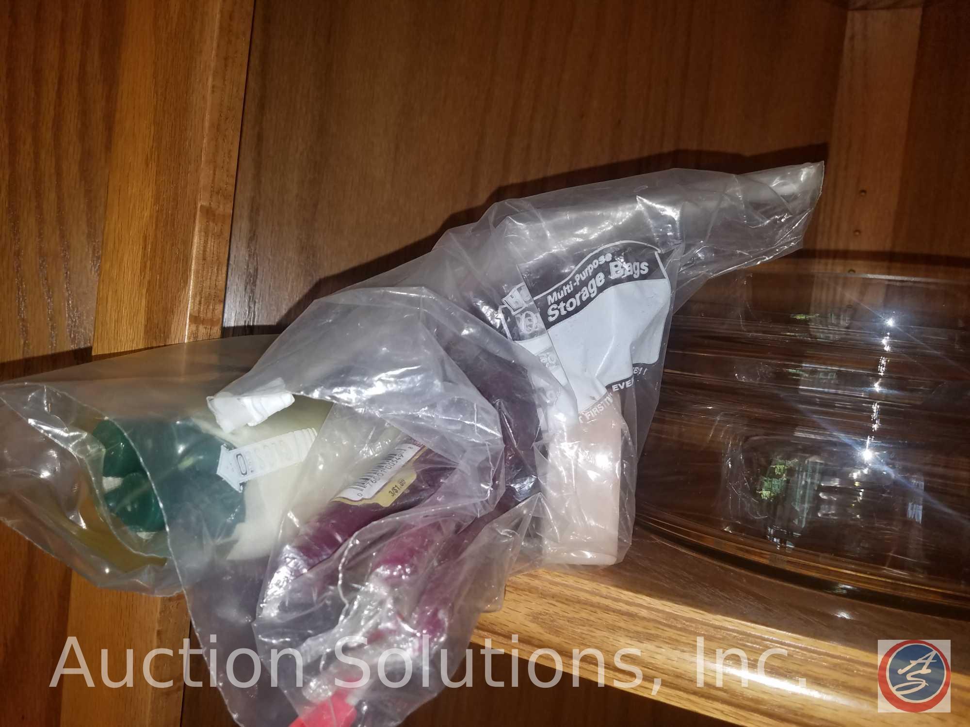 Cut Glass Nut/Mint Tray, Assorted Serving Trays, Glass Salad Bowl w/ Salad Serving Utensils