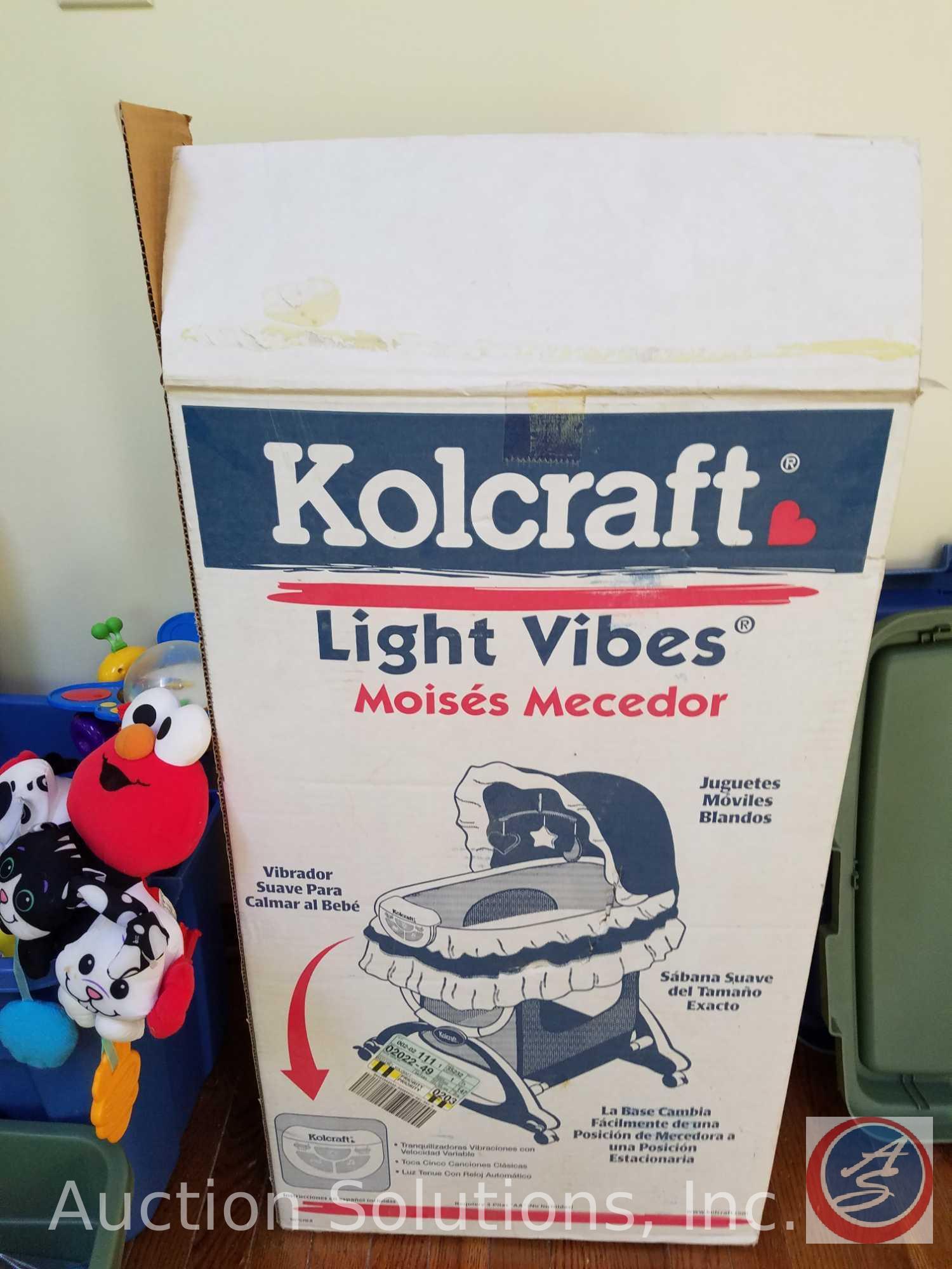 Kolcraft Light Vibes Bassinet in Original Box, Baby Play Mat, Baby Spinning and Standing Station,