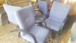 [8] Blue Upholstered Rolling Conference Chairs w/ Arms *NOTE* This item is located near 192 and F