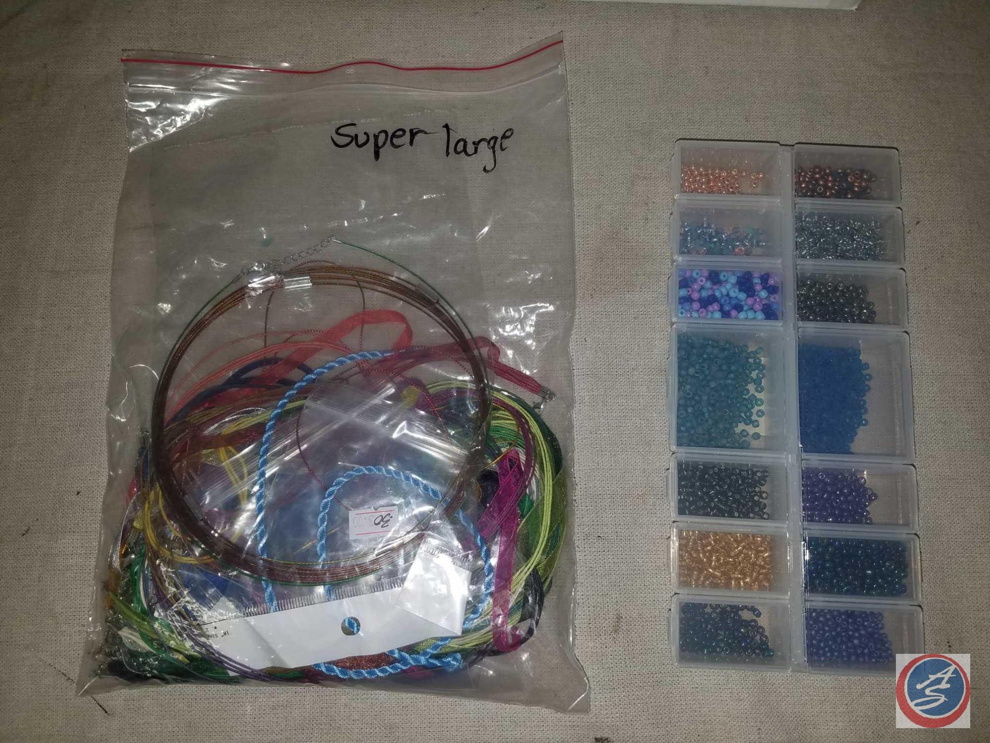 Large Assortment of Jewelry Beads, Threading Materials
