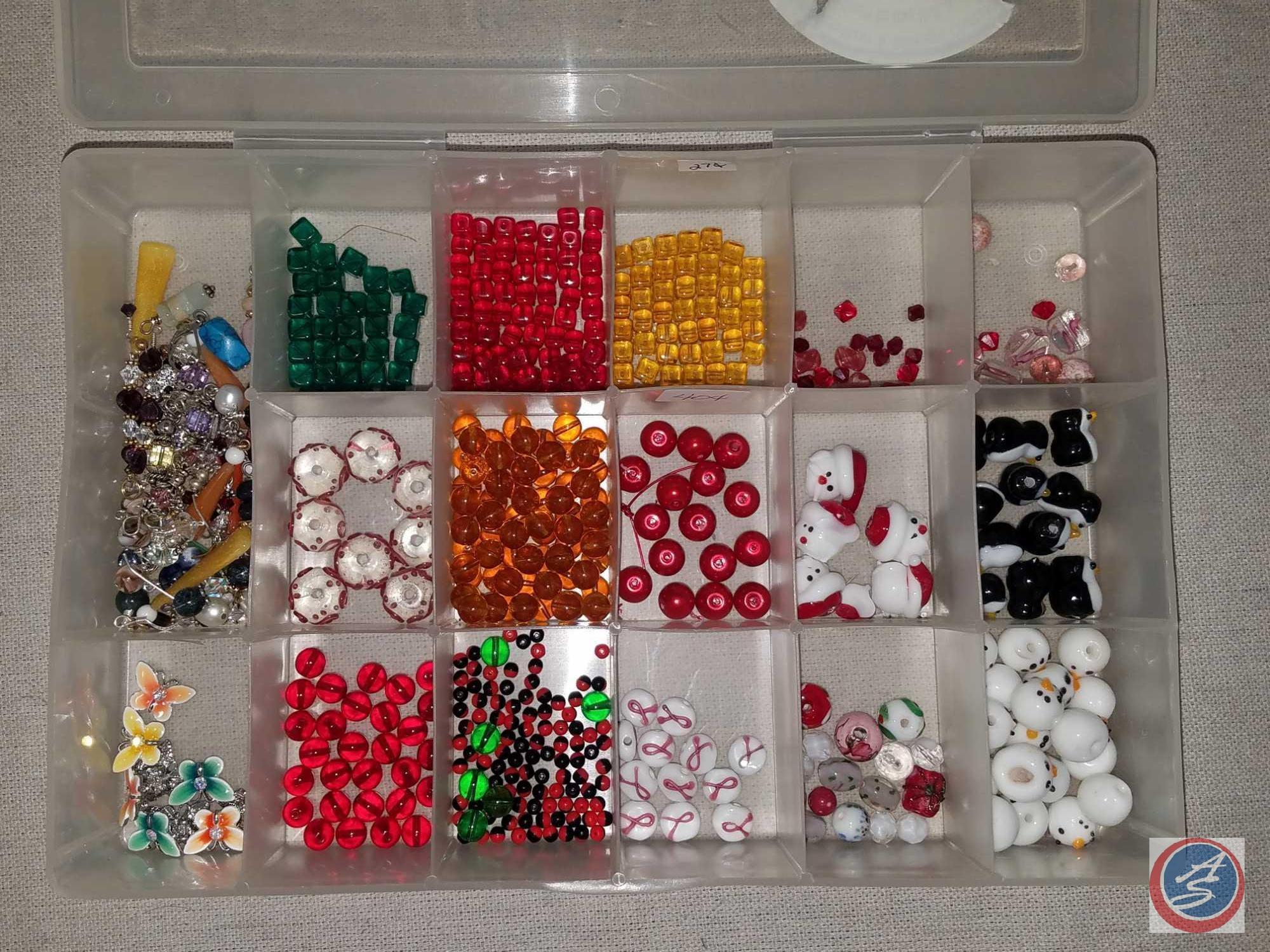 Large Assortment of Jewelry Beads, Threading Materials