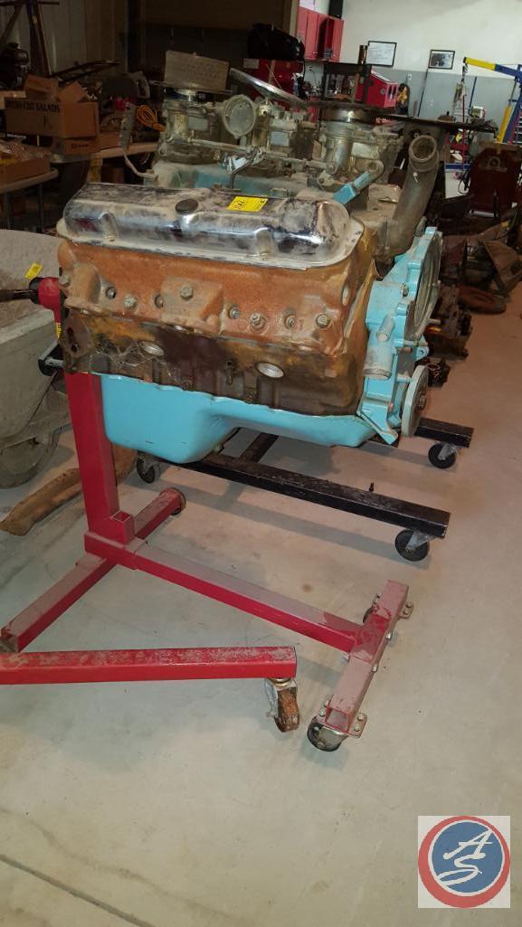 389 Tri Power GM V8 GTO Engine w/ Central Machinery Engine Stand Rated Up To 1000 Lbs. Item No.