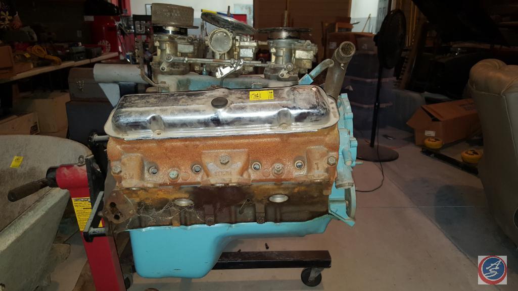 389 Tri Power GM V8 GTO Engine w/ Central Machinery Engine Stand Rated Up To 1000 Lbs. Item No.