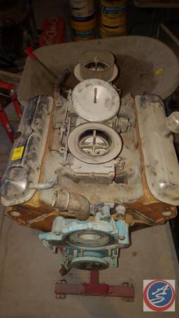 389 Tri Power GM V8 GTO Engine w/ Central Machinery Engine Stand Rated Up To 1000 Lbs. Item No.