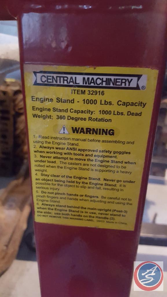 389 Tri Power GM V8 GTO Engine w/ Central Machinery Engine Stand Rated Up To 1000 Lbs. Item No.