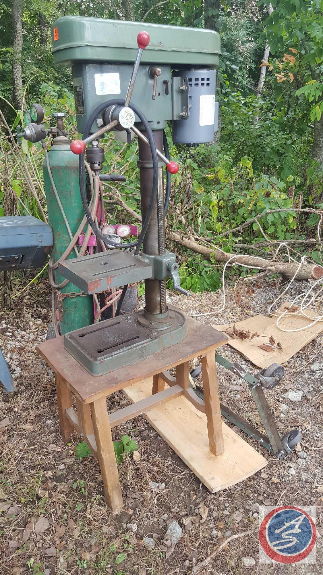 Vintage Atlas Precision Drill Press on Rolling Cart Stand w/ Chicago Electric Motor Model