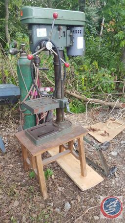 Vintage Atlas Precision Drill Press on Rolling Cart Stand w/ Chicago Electric Motor Model