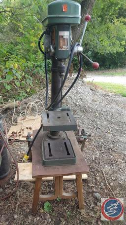 Vintage Atlas Precision Drill Press on Rolling Cart Stand w/ Chicago Electric Motor Model