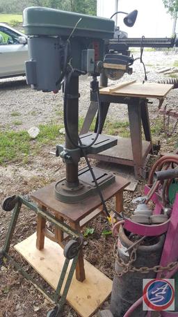 Vintage Atlas Precision Drill Press on Rolling Cart Stand w/ Chicago Electric Motor Model