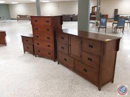 {{3X$BID}} Walter of Wabash Five Drawer Dresser in Dark Brown Finish 36" x 18" x 52", Six Drawer