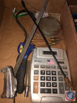Assorted Taps, Dies, Drill Bits, Key Faubs, GMC Center Cap, (2) 14 oz. Propane Tanks, One Torch Head