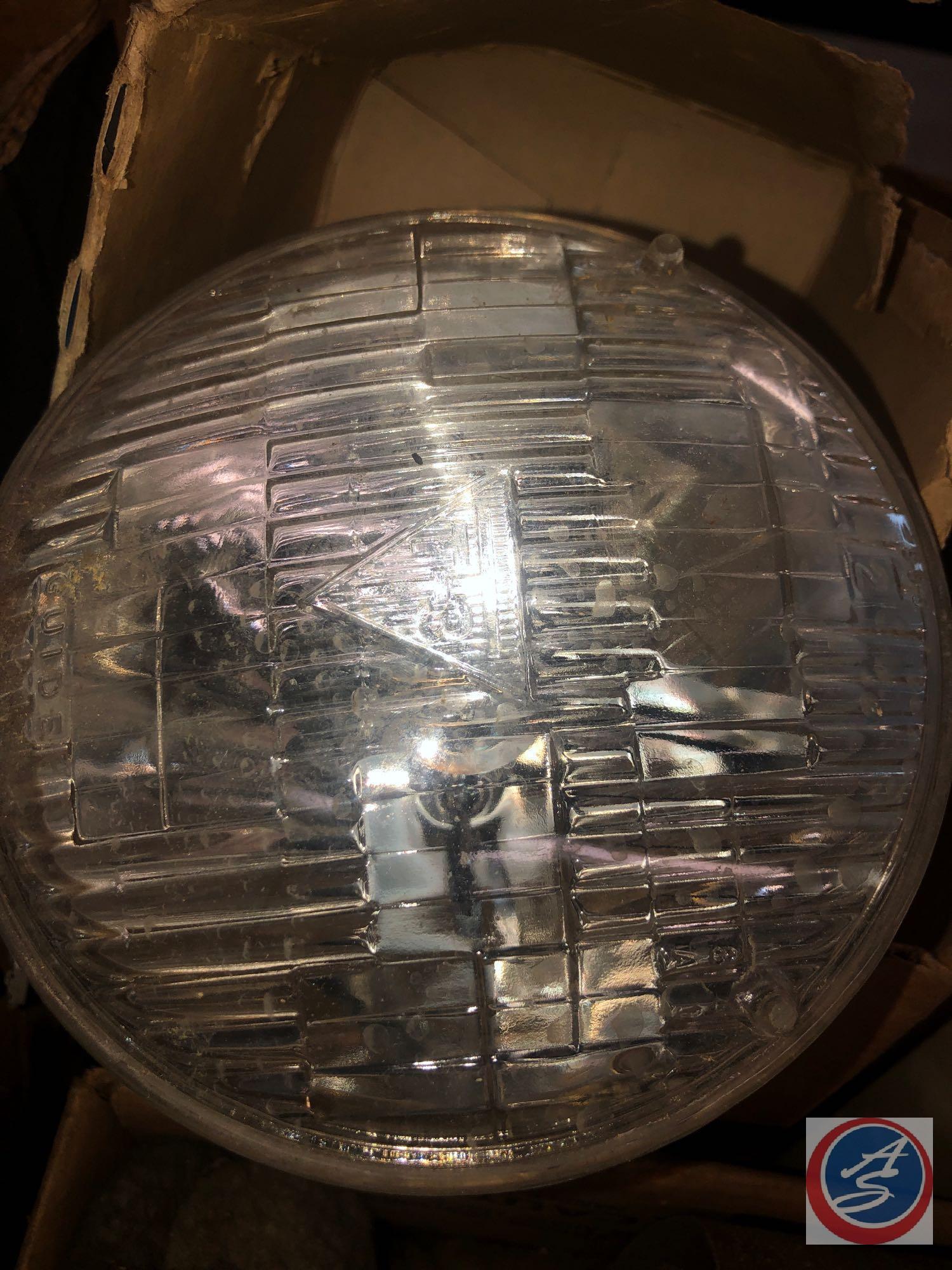 Assorted Light Bulbs and Head Lights with Hardware, GM Fire Ring Spark Plugs Part No. 46N, Seat Belt