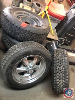 (2) Winter Force Tires Size P195/75R14 on Rims, (2) Dunlop Qualifier M&S Radial Size 195-60R14 on