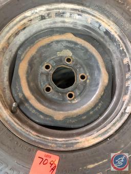 (2) Winter Force Tires Size P195/75R14 on Rims, (2) Dunlop Qualifier M&S Radial Size 195-60R14 on