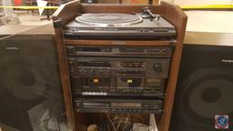 Retro Technics Stereo System in Cabinet Including: Model SU-V75 Stereo Integrated Amplifier,