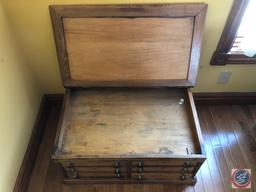 Antique Counter Top Six Drawer Spool Cabinet Measuring 30" X 22" X 14"