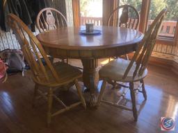{{5X$BID}} Round Claw Foot Pedestal Drop Leaf Table Measuring 48" X 30" [[NO LEAF]] and (4) Oak