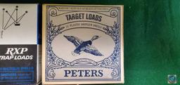 Federal Champion Target Load Box, Peters blue Magic 12 ga box, Peters RXP trap shells