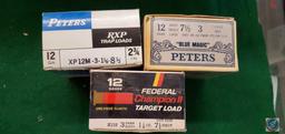 Federal Champion Target Load Box, Peters blue Magic 12 ga box, Peters RXP trap shells