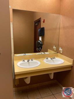 Scrap Lot of Bathroom This Lot Includes Door Frame, Door, Toilets, Partitions, Sinks,Plumbing,